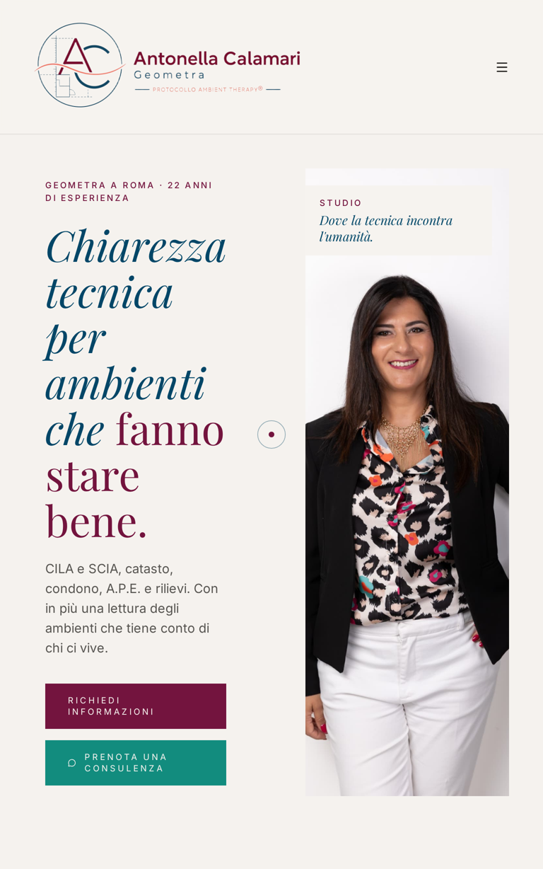 Schermata verticale del sito di Antonella Calamari, geometra a Roma